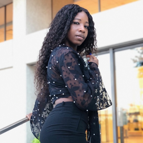 Women's sheer tie-up crop top - Picture 5 of 8